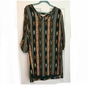 Under Skies Aztec Print Tunic Shift Dress